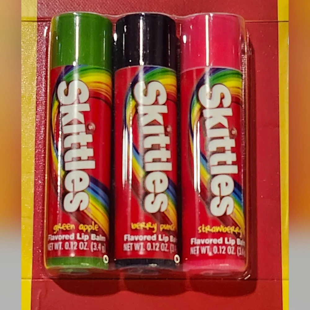 M&M's, Skittles, and Starburst Flavored Lip Balms